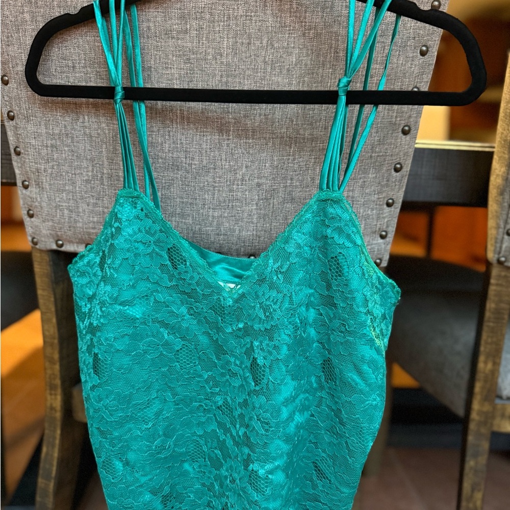 Vintage Victoria's Secret Gold Label Teal Lace Camisole